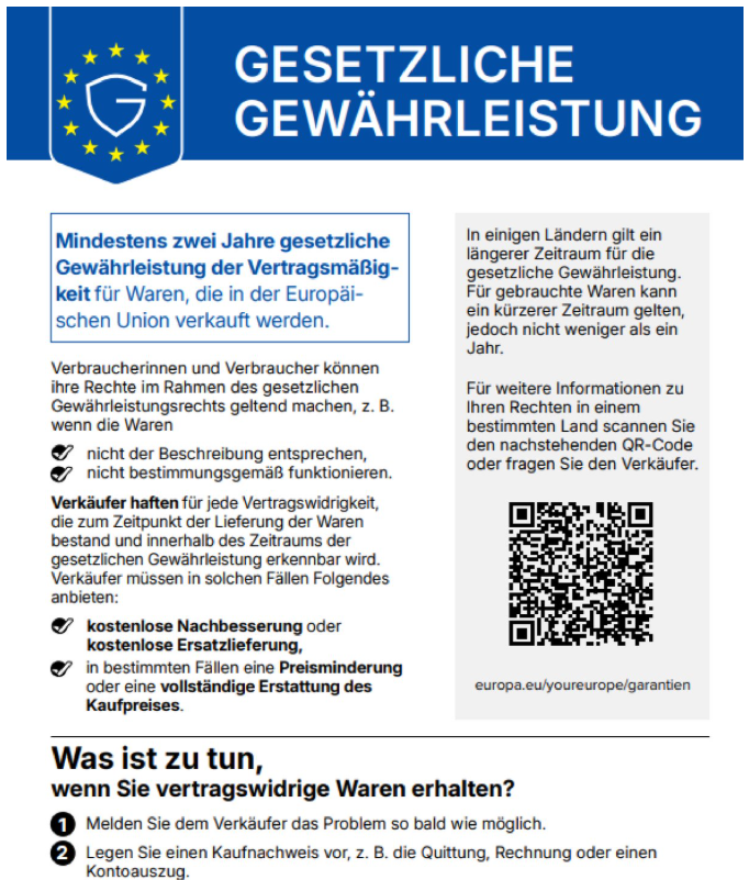 Harmonisierte Mitteilung über das gesetzliche Gewährleistungsrecht