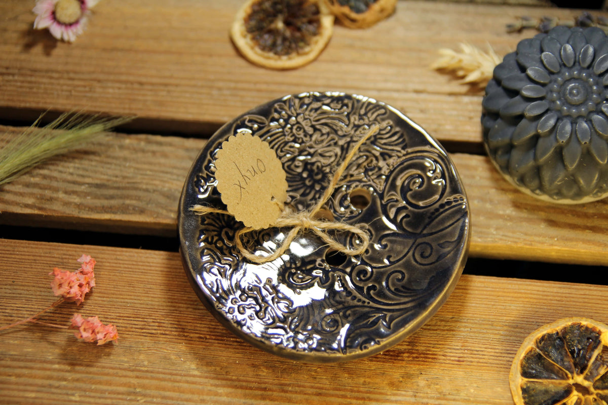 Handgefertigte Seifenschale - Rund in "Onyx"